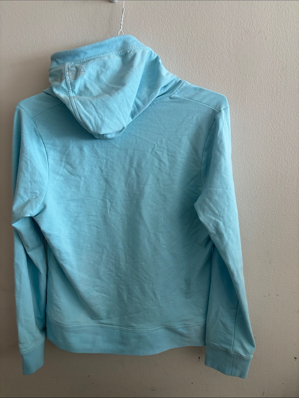 BCBG Coastal Blue Rhinestone Logo Zip Hoodie - Picture 3 of 3